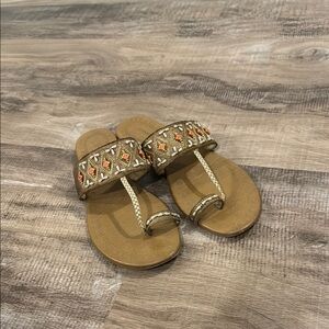 Worn Embellished Tan Sandals size 8.5